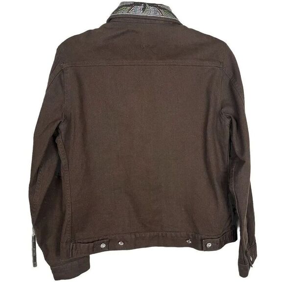 Vintage Christine Alexander Jacket Womens Size S Brown Denim Bling - Picture 7 of 9